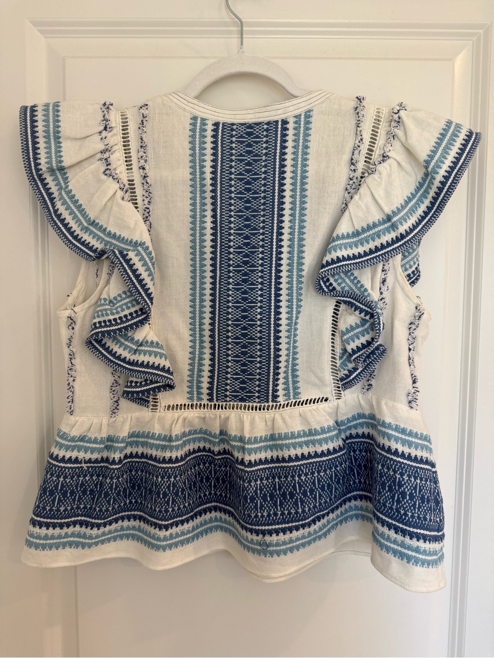 SAYLOR Flutter Sleeve Embroidered Peasant Top - Picture 2 of 9